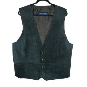 Beyond Leather Suede Vest Waistcoat Men's XL Black Western Rockabilly Steampunk